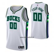 Maillot Milwaukee Bucks Personnalise Ville 2021-22 Blanc