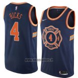 Maillot New York Knicks Isaiah Hicks No 4 Ville 2018 Bleu