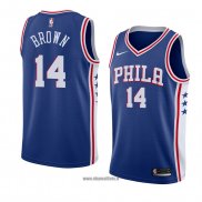 Maillot Philadelphia 76ers Anthony Brown No 14 Icon 2018 Bleu