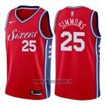 Maillot Philadelphia 76ers Ben Simmons No 25 2017-18 Rouge