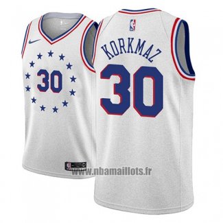 Maillot Philadelphia 76ers Furkan Korkmaz No 30 Earned 2018-19 Gris