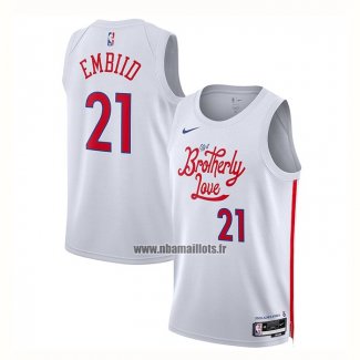 Maillot Philadelphia 76ers Joel Embiid NO 21 Ville 2022-23 Blanc