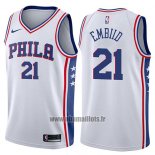 Maillot Philadelphia 76ers Joel Embiid No 21 2017-18 Blanc