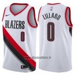 Maillot Portland Trail Blazers Damian Lillard No 0 2017-18 Blanc