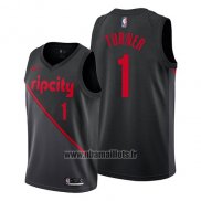 Maillot Portland Trail Blazers Evan Turner No 1 Ville 2019 Noir