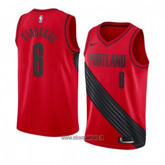 Maillot Portland Trail Blazers Nik Stauskas No 6 Statement 2018 Rouge