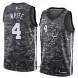 Maillot San Antonio Spurs Derrick White No 4 Ville 2018 Gris