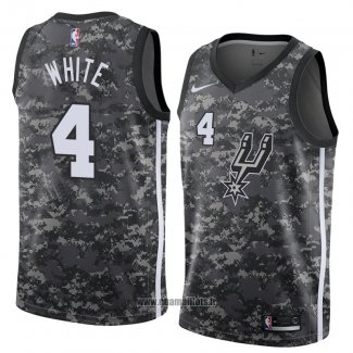 Maillot San Antonio Spurs Derrick White No 4 Ville 2018 Gris