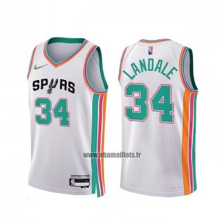 Maillot San Antonio Spurs Jock Landale NO 34 Ville 2021-22 Blanc