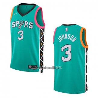 Maillot San Antonio Spurs Keldon Johnson NO 3 Ville 2022-23 Vert