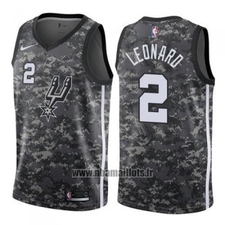 Maillot San Antonio Spurs Leonard No 2 Ville 2017-18 Gris