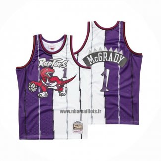 Maillot Tornto Raptors Tracy McGrady NO 1 Mitchell & Ness 1998-99 Split Volet Blanc