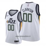 Maillot Utah Jazz Jordan Clarkson No 00 Association Edition Blanc