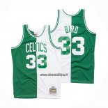 Maillot Boston Celtics Larry Bird NO 33 Mitchell & Ness 1985-86 Split Blanc Vert