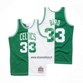 Maillot Boston Celtics Larry Bird NO 33 Mitchell & Ness 1985-86 Split Blanc Vert