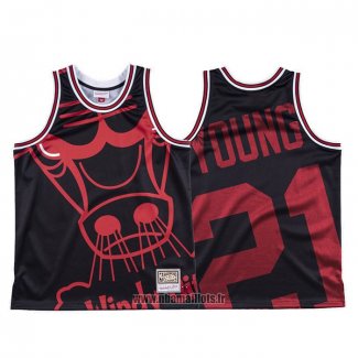 Maillot Chicago Bulls Thaddeus Young NO 21 Mitchell & Ness Big Face Noir