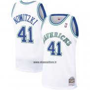 Maillot Dallas Mavericks Dirk Nowitzki NO 41 Mitchell & Ness 1998-99 Blanc