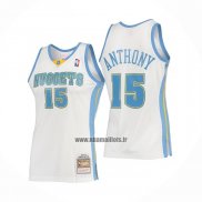 Maillot Denver Nuggets Carmelo Anthony NO 15 Mitchell & Ness 2006-07 Blanc