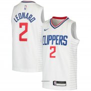 Maillot Enfant Los Angeles Clippers Kawhi Leonard NO 2 Association 2020-21 Blanc