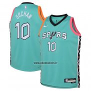 Maillot Enfant San Antonio Spurs Jeremy Sochan NO 10 Ville 2022-23 Vert