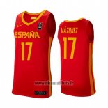 Maillot Espagne Fran Vazquez No 17 2019 FIBA Baketball World Cup Rouge