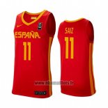 Maillot Espagne Sebas Saiz No 11 2019 FIBA Baketball World Cup Rouge