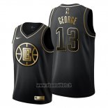 Maillot Golden Edition Los Angeles Clippers Paul George No 13 Noir
