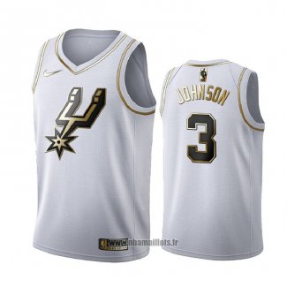 Maillot Golden Edition San Antonio Spurs Keldon Johnson No 3 Blanc