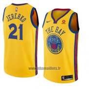 Maillot Golden State Warriors Jonas Jerebko No 21 Ville 2018-19 Jaune