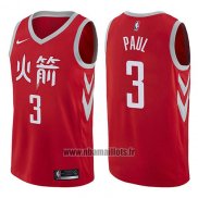 Maillot Houston Rockets Chris Paul No 3 Ville 2017-18 Rouge