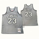 Maillot Los Angeles Lakers LeBron James NO 23 Mitchell & Ness 1996-97 Gris