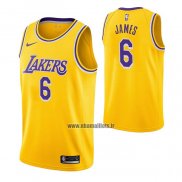 Maillot Los Angeles Lakers LeBron James NO 6 Icon 2021-22 Jaune