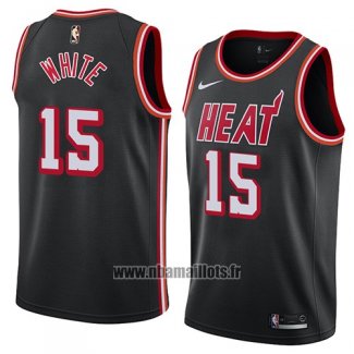 Maillot Miami Heat Okaro White No 15 Classic 2018 Noir