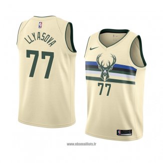 Maillot Milwaukee Bucks Ersan Llyasova No 77 Ville 2018 Crema