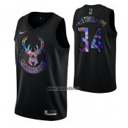 Maillot Milwaukee Bucks Ja Morant No 34 Iridescent Logo Noir