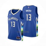 Maillot Milwaukee Bucks Jordan Nwora NO 13 Ville 2022-23 Bleu