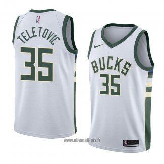 Maillot Milwaukee Bucks Mirza Teletovic No 35 Association 2018 Blanc