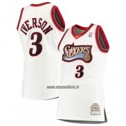 Maillot Philadelphia 76ers Allen Iverson NO 3 Mitchell & Ness 1997-98 Blanc