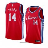 Maillot Philadelphia 76ers Anthony Brown No 14 Statement 2018 Rouge