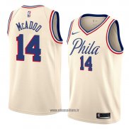 Maillot Philadelphia 76ers James Michael Mcadoo No 14 Ville 2018 Crema