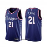 Maillot Philadelphia 76ers Joel Embiid NO 21 Ville 2019-20 Bleu