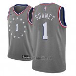 Maillot Philadelphia 76ers Landry Shamet No 1 Ville 2018-19 Gris