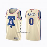 Maillot Philadelphia 76ers Tyrese Maxey No 0 Earned 2020-21 Crema