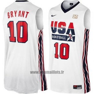 Maillot USA 1992 Kobe Bryant No 10 Blanc