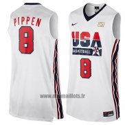 Maillot USA 1992 Scottie Pippen No 8 Blanc