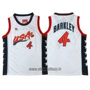 Maillot USA 1996 Charles Barkley No 4 Blanc