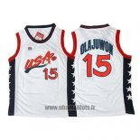 Maillot USA 1996 Hakeem Olajuwon No 15 Blanc