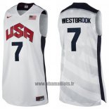 Maillot USA 2012 Russell Westbrook No 7 Blanc