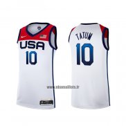 Maillot USA 2021 Jayson Tatum NO 10 Blanc