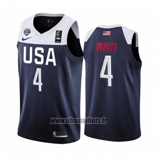 Maillot USA Derrick Blanc No 4 2019 FIBA Basketball World Cup Bleu